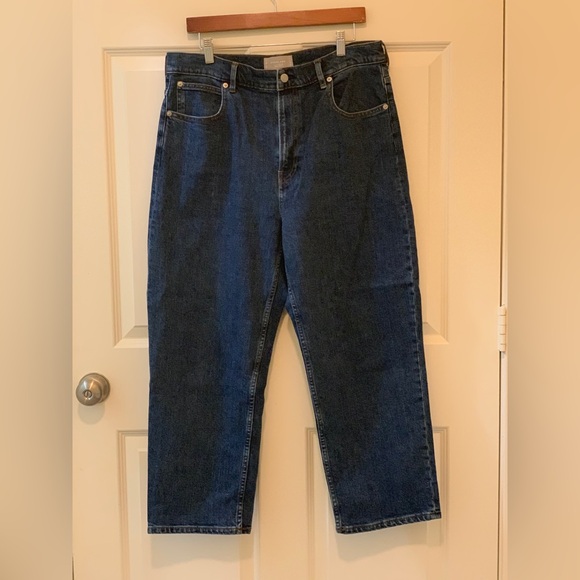 Everlane Organic Cotton The Way High Jeans in Dark Blue. Size-12 - Picture 3 of 4